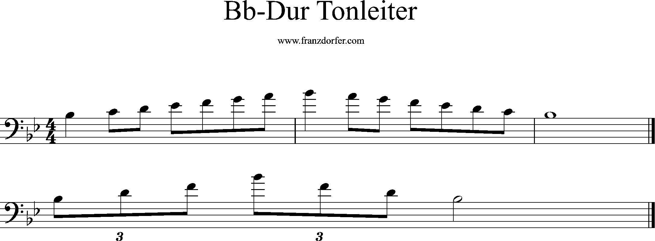 Bb-Major, Bassclef, high octav